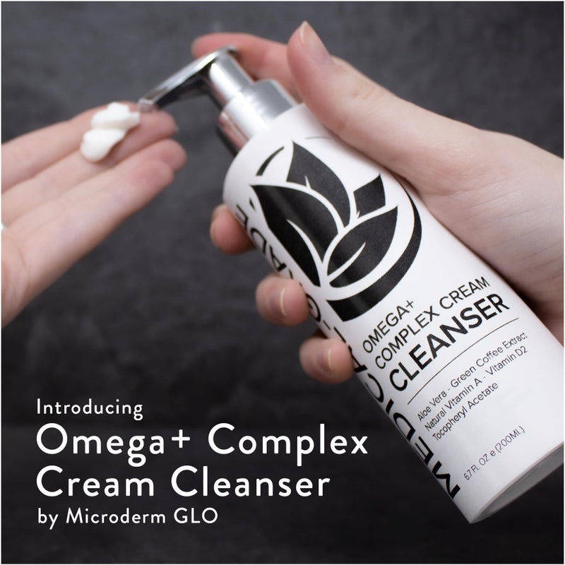 Microderm GLO Omega+ Complex Cream Facial Cleanser, Daily Face Wash & Makeup Remover, All Skin Types, Omega 3 & 6, Retinyl, Green Coffee Extract & Aloe Vera, Paraben-Free & Vegan, 6.7 Fl Oz - Image 2