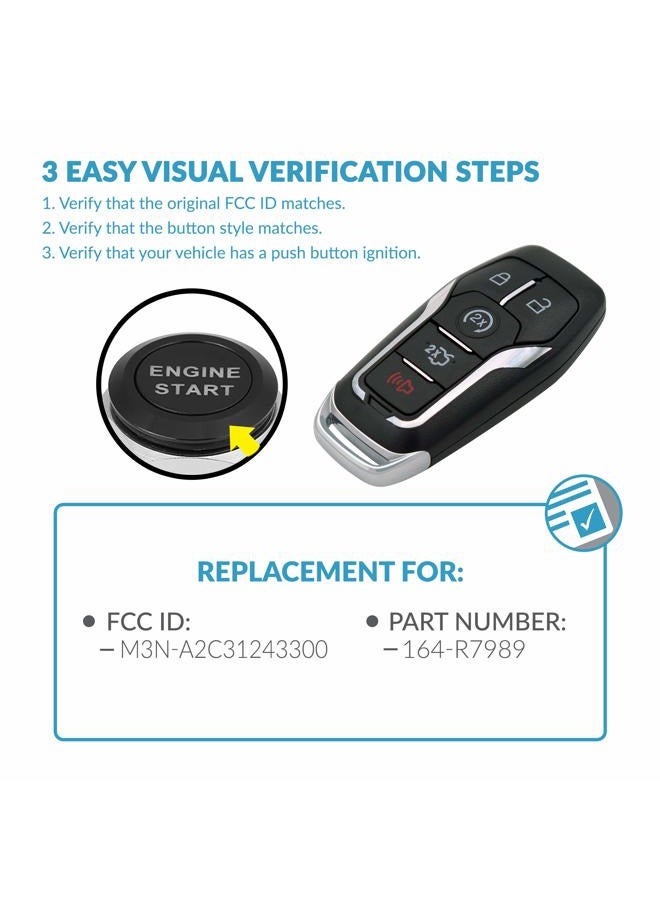 Keyless2Go Replacement for 5 Button Smart Key for Proximity Remote for Ford M3N-A2C31243300 164-R7989 - Image 4