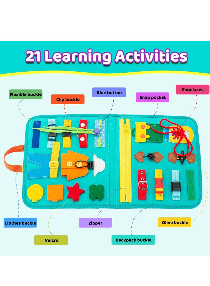 SOLARAE Busy Board DIY Portable Felt Dressing Buckle Learning Board Early Learning Sensory Educational Toys for 1 2 3 4 Years Old Boys and Girls Preschoolers - Image 2