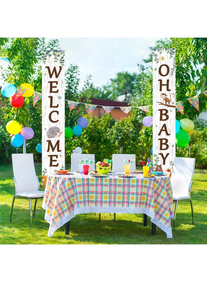 Tatuo Outdoor Woodland Animal Porch Sign for Baby Shower Party Decorations Animal Banner Baby Hanging Banner for Home Boy or Girl Woodland Creatures Forest Welcome Party Supplies - Image 5
