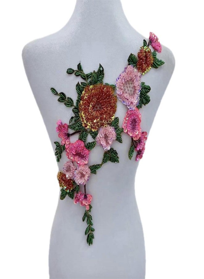 JRYYR Handmade Rhinestone lace Appliques, Sequin Flower Patches, Sewing Beaded Appliques for Dresses, Wedding Dresses, Bags and Other DIY Decorative Accessories. (AB Flower-05) - Image 1