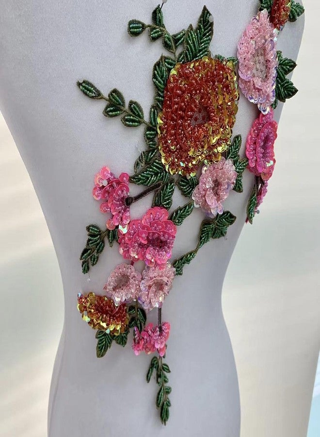 JRYYR Handmade Rhinestone lace Appliques, Sequin Flower Patches, Sewing Beaded Appliques for Dresses, Wedding Dresses, Bags and Other DIY Decorative Accessories. (AB Flower-05) - Image 5