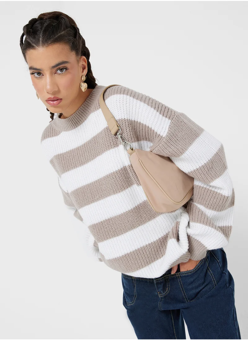 Ginger Striped Crew Neck Sweater