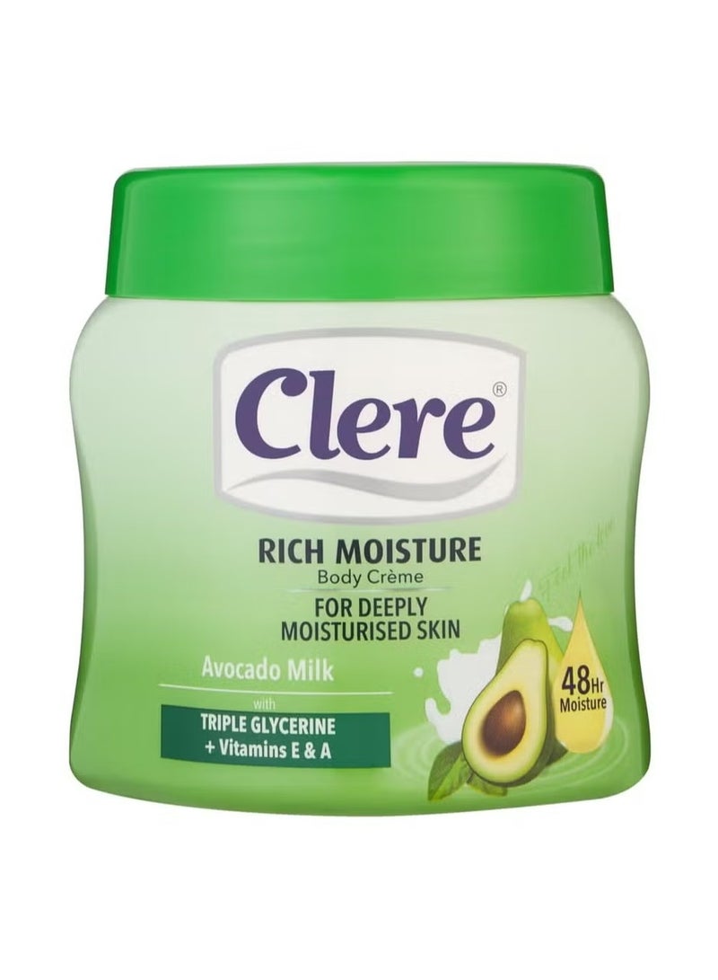 كلير Rich Moisture Body Cream With Avocado Milk With Glycerine 500 Ml