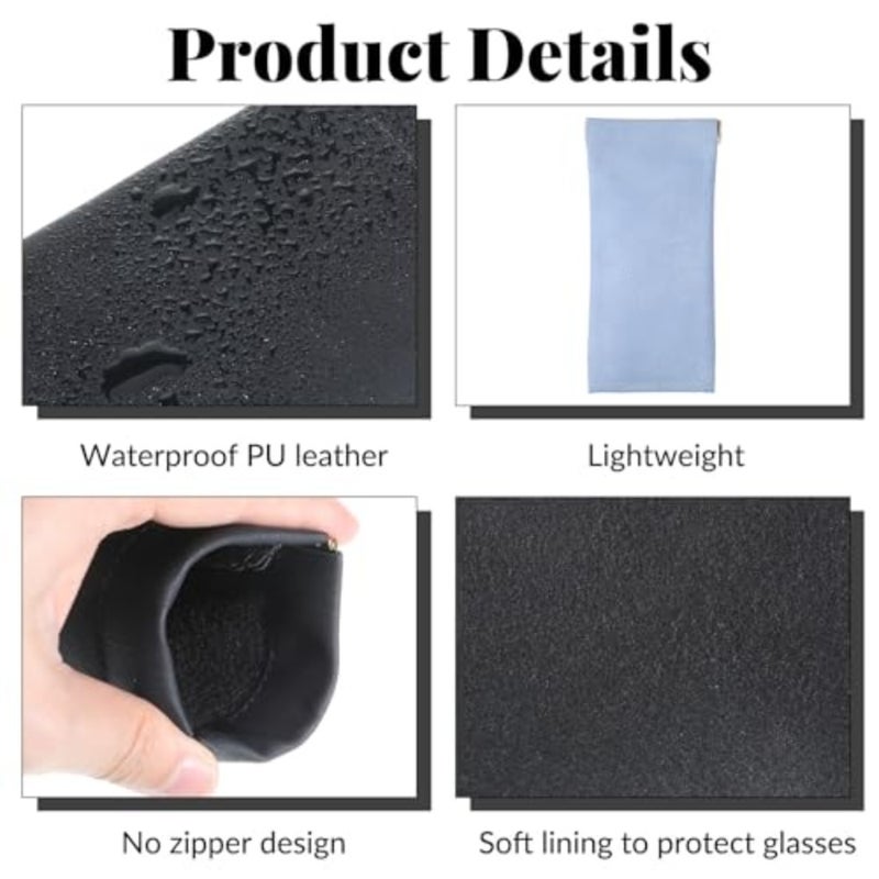 4 Pack Leather Eyewear Case, Sunglass Case, PU Soft Sunglasses Bag Soft Eyeglass Cases for Men and Women - Image 3