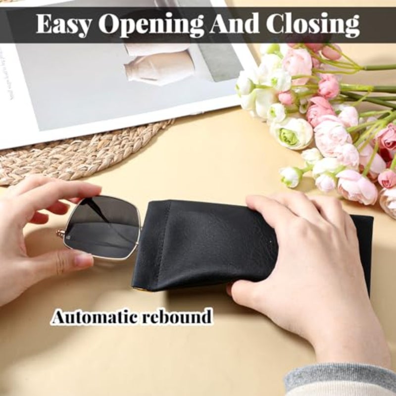 4 Pack Leather Eyewear Case, Sunglass Case, PU Soft Sunglasses Bag Soft Eyeglass Cases for Men and Women - Image 4