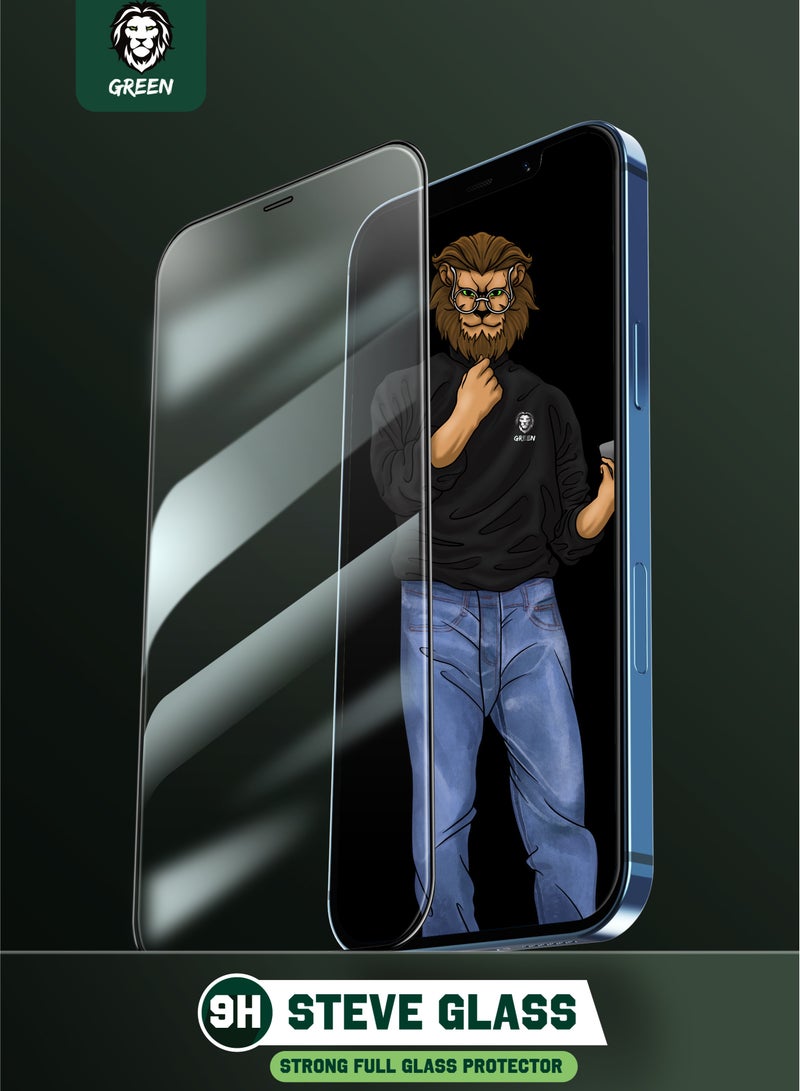 GREEN LION 9H Steve HD Glass Full Screen Protector for iPhone 12 / 12 Pro (6.1") / Anti-Scratch /Anti-Fingerprint / Bubble Free / Highly Responsive / Durable / Maximum Protection / High Quality - Clear - Image 2