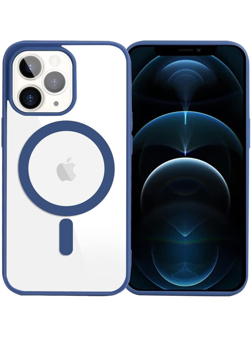 ten.tech Transparent magnetic protection case compatible with MagSafe for iPhone 12 Pro Max English mobile phone, anti-shocks and scratches (navy blue) Silicone back cover by Ten Tech  - Image 1