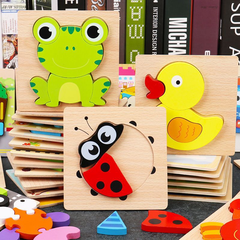 Wood Toys Animal Stereo Puzzle Puzzle Thickeneded Wooden Educational Toys For Young Kidsren 1-2-3 Years Old - Image 2