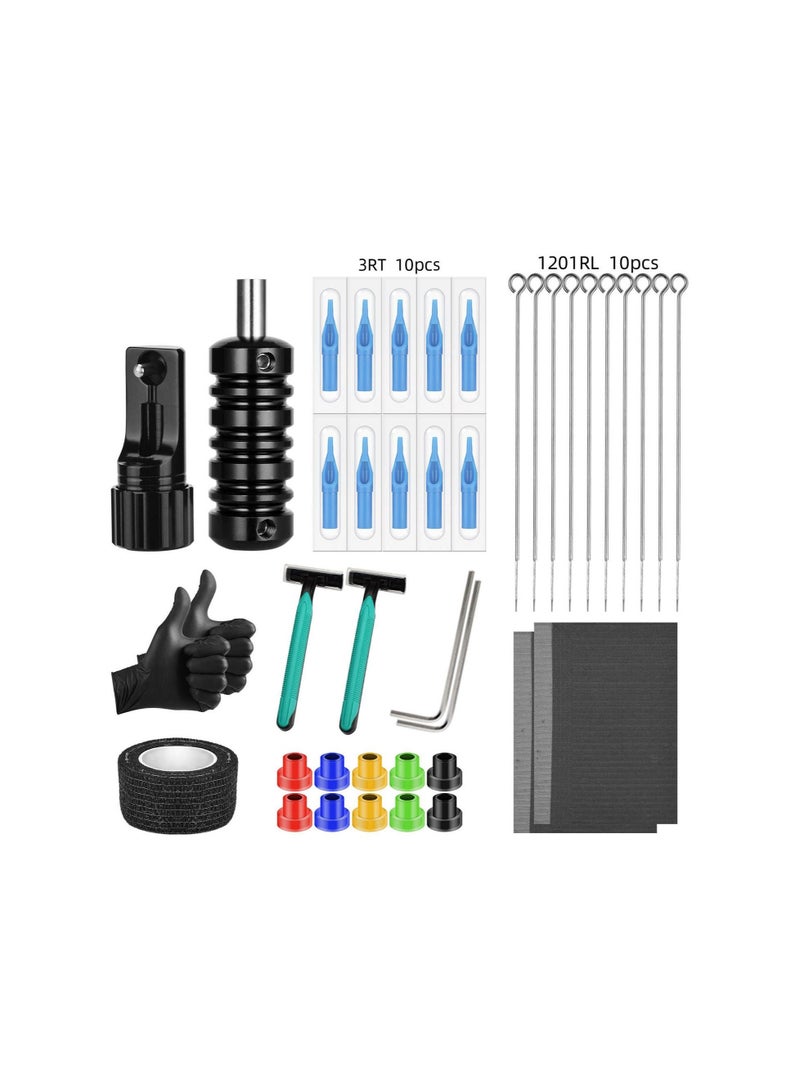 Generic Tattoo Practice Kit Tattoo Supply Tattoo Needles & Tips Tattoo Grips Hand Pen Holder Bandage Tattoo Grommets Desk Cloth Mat Hair Remover for Beginner Tattoo Training Set  - Image 1