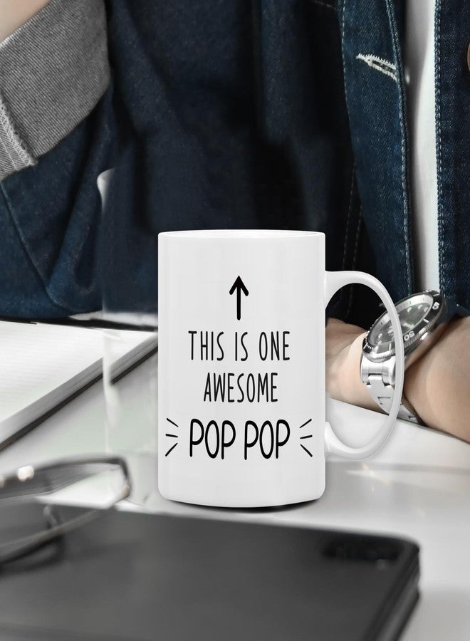QASHWEY Pop Pop Gifts Mug, Poppop Grandpa Gifts from Grandkids Grandchildren Coffee Mug, Fathers Day Coffee Mugs Tea Cup Gift for Grandpa Poppop, This is One Awesome Pop Pop CoffeeCup Ceramic11oz - Image 3