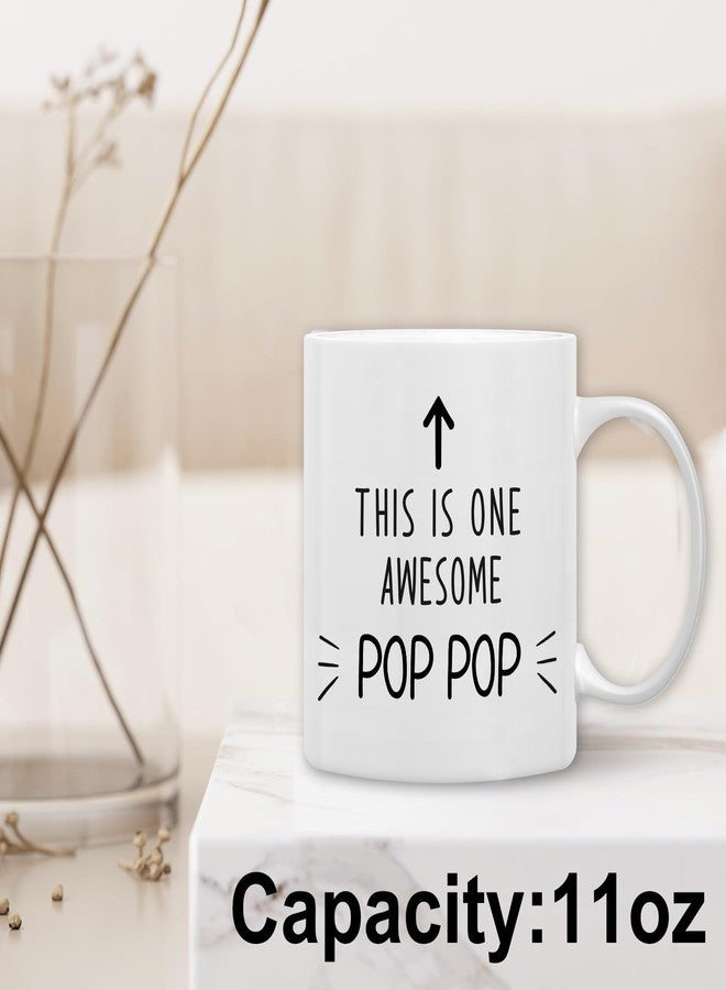 QASHWEY Pop Pop Gifts Mug, Poppop Grandpa Gifts from Grandkids Grandchildren Coffee Mug, Fathers Day Coffee Mugs Tea Cup Gift for Grandpa Poppop, This is One Awesome Pop Pop CoffeeCup Ceramic11oz - Image 2