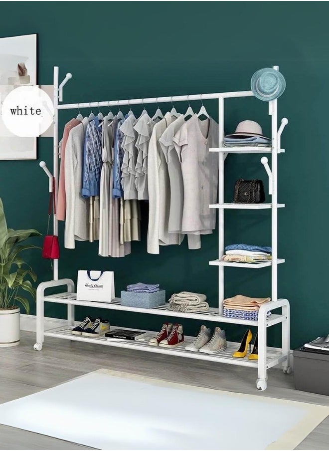 Luxurious metal clothes rack and rack with side shelves and wheels - pzsku/Z64494866D87C3594EB4AZ/45/_/1724712849/f993b3f0-d90a-4560-bb31-5228831fe8f6