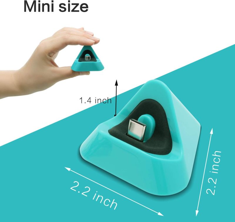 Switch Lite Charging Dock 2.2 X 2.2 X 1.4-Inch Turquoise Compact Charging Base - Quick Reliable 2 To 2.5 Hours Recharge for Desk Shelf Gaming Setup - Image 4
