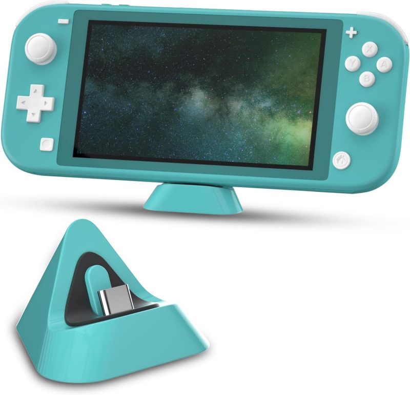 Switch Lite Charging Dock 2.2 X 2.2 X 1.4-Inch Turquoise Compact Charging Base - Quick Reliable 2 To 2.5 Hours Recharge for Desk Shelf Gaming Setup - Image 2