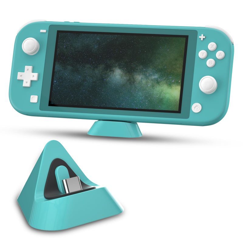 Switch Lite Charging Dock 2.2 X 2.2 X 1.4-Inch Turquoise Compact Charging Base - Quick Reliable 2 To 2.5 Hours Recharge for Desk Shelf Gaming Setup - Image 1
