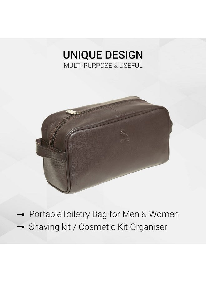 KARA Tan Leather Toiletry Bag - Portable Pouch for Travelling Both for Men and Women - Shaving kit - Make up Cosmetic Kit Organiser for Ladies - pzsku/Z644950131118E706A590Z/45/_/1738306612/f98d4321-66e0-4c28-812c-01ccb288069b