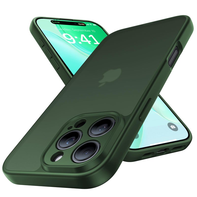 Shiiuou Shockproof for iPhone 16 Pro Case, [Full Camera Protection] [Military-Grade Drop Protection] Protective Anti-Yellow Slim Translucent Skin-Friendly for iPhone 16 Pro Phone Case, Forest Green - Image 1