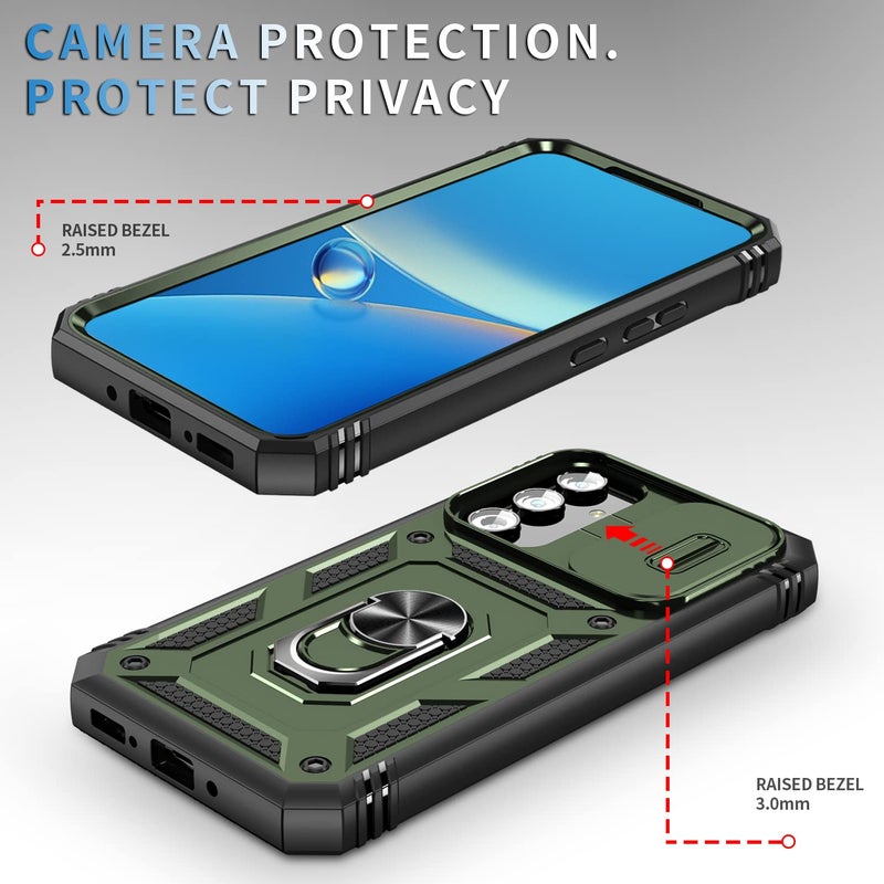 PASNEW Case for Samsung Galaxy A54 5G,Meatl Kickstand & Camera Slide Cover,Military Rugged Heavy Duty Multi-Layer Drop Shockproof Hard Shell A54 Cases,6.4 inch,Army Green - Image 4