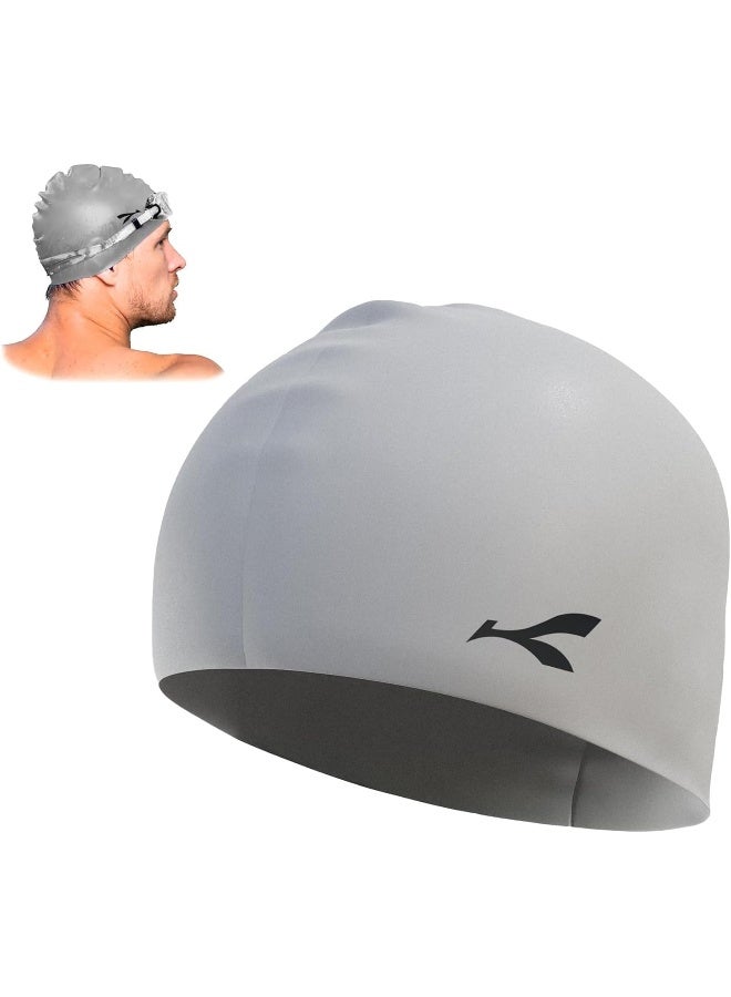 Konex Waterproof Silicone Swimming Cap for Men & Women | Stretchable & Quick-Dry | Prevents Hair Pull & Chemical Damage | Ideal for Children & Adult (Light Grey) - Premium Swimming Hats for Performance, Durability and Everyday Use - Image 1