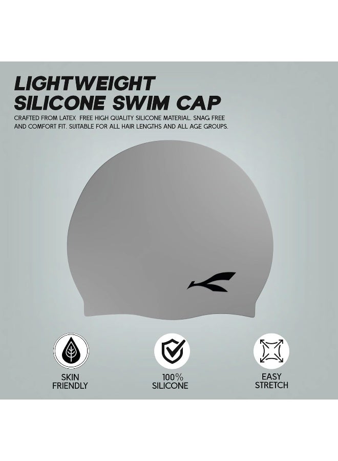 Konex Waterproof Silicone Swimming Cap for Men & Women | Stretchable & Quick-Dry | Prevents Hair Pull & Chemical Damage | Ideal for Children & Adult (Light Grey) - Premium Swimming Hats for Performance, Durability and Everyday Use - Image 2