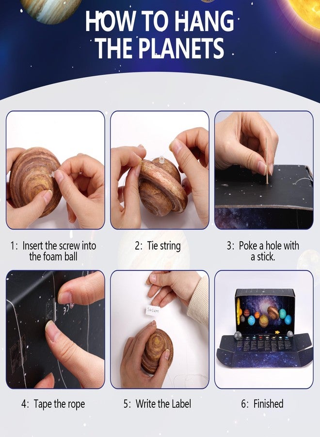 Pllieay 3D Solar System Model, Solar System Project Kit Includes Display Box, Mixed Sized Foam Balls, Color Pigments, Palette, Painting Brushes, Bamboo Sticks for Kids School Science Projects - Image 5