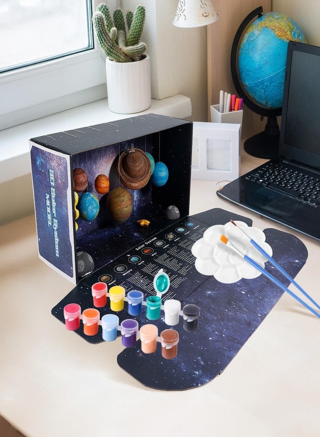 Pllieay 3D Solar System Model, Solar System Project Kit Includes Display Box, Mixed Sized Foam Balls, Color Pigments, Palette, Painting Brushes, Bamboo Sticks for Kids School Science Projects - Image 4