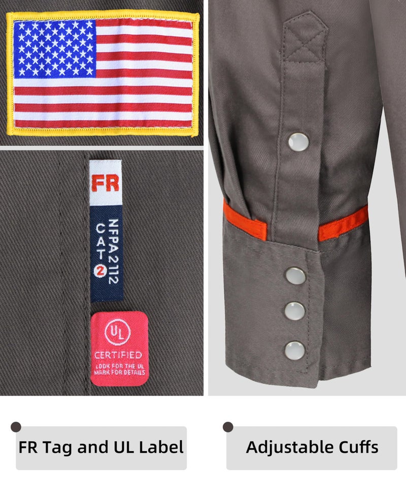 BOCOMAL FR Shirts for Men Flame Resistant Light Weight NFPA2112 Fire Retardant Welding Shirt Water & Oil Repellent Finish - Image 3