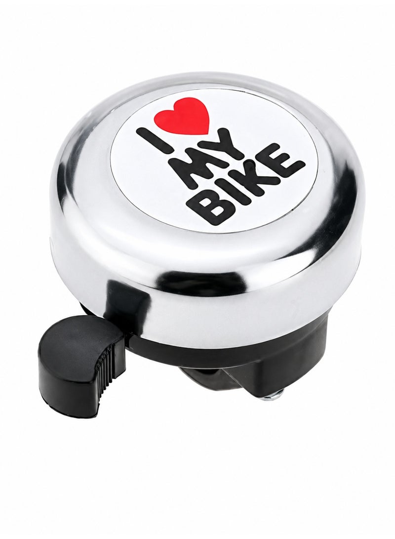Fukukawa Loud Bicycle Bell 55mm I Love My Bike Design Aluminum Alloy Bike Horn Universal Handlebar Ring Bell for Kids and Adults Easy Install Cycling Safety Bell Silver - Image 2