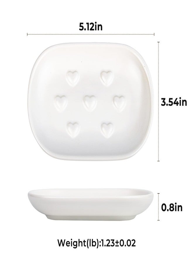 HILLSPRING Ceramic Soap Dish with Heart Bump Design, Keeps Bar Soap Elevated and Dry, Decorative Bar Soap Holder for Bathroom, Kitchen Sink, Vanity, Matte White, 5"x3.5" - Image 5