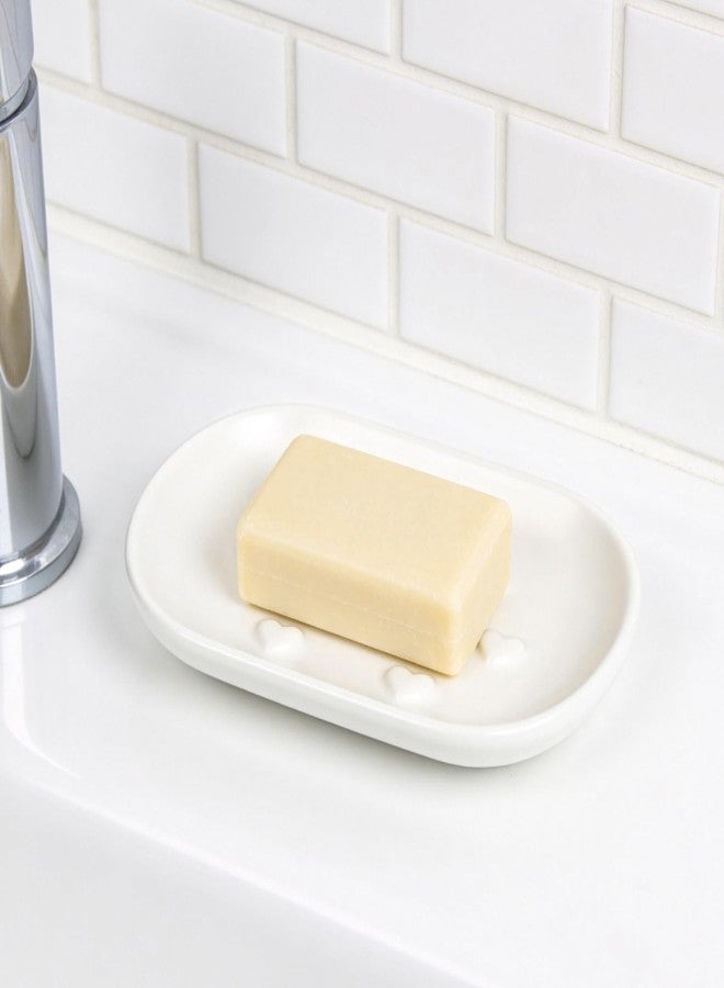 HILLSPRING Ceramic Soap Dish with Heart Bump Design, Keeps Bar Soap Elevated and Dry, Decorative Bar Soap Holder for Bathroom, Kitchen Sink, Vanity, Matte White, 5"x3.5" - Image 2