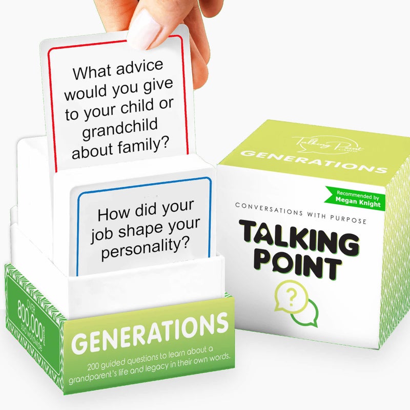 TALKING POINT CARDS 200 Generations Conversation Cards - Deep, Fun & Reflective Questions to Spark Connection - Perfect for Kids, Parents & Grandparents to Share Stories, Bond, and Create Lasting Memories Together - Image 1