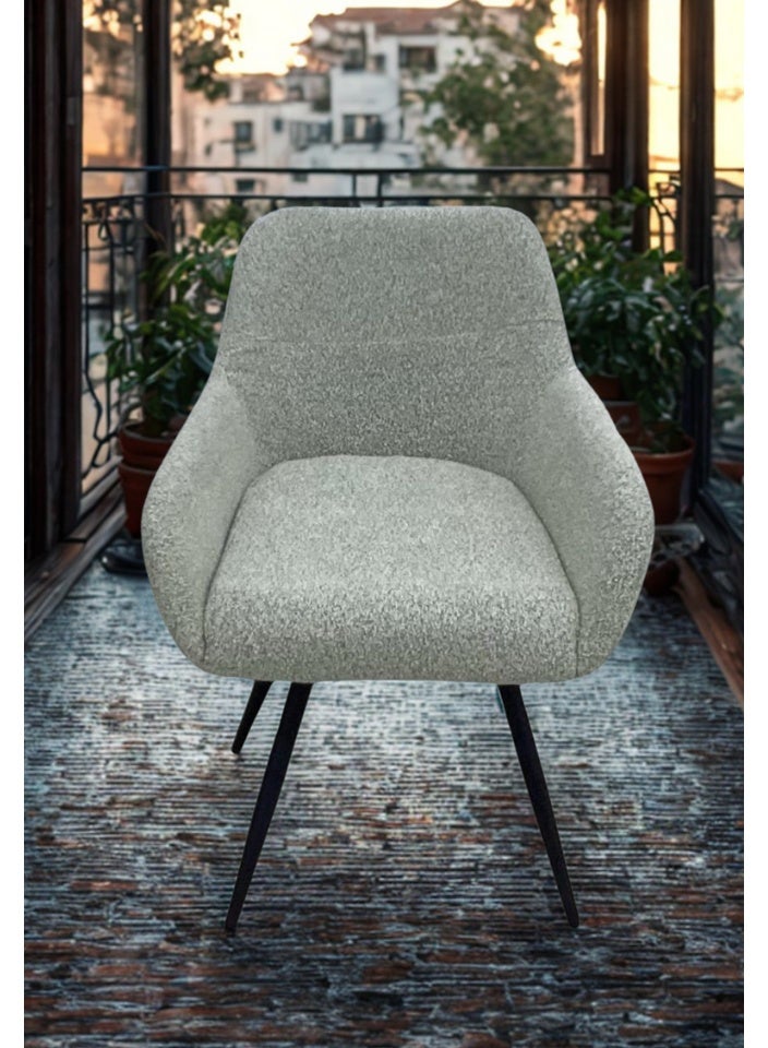 SMART HOME Dining Chair Set Consisting Of 4 Chairs, A Comfortable And Modern Padded Chair For The Living Room, A Luxurious Dining Chair With A Modern And Comfortable Design - High-Quality Fabric Upholstery In Dark Grey Color - Durable Metal Legs In Black - Ideal For Dining Rooms, Restaurants, And Cafes  - Image 2