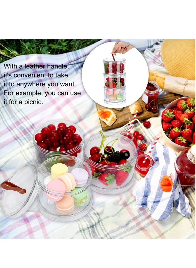 Generic - Decorative Round Storage Jars with Lids, 3 Tier Clear Stackable Snack Containers Candy Jar Bathroom Canister with Lid Candy Jar Biscuit Box Containers for Cookie, Dry Foods, Nuts, Coffee Bean - Image 1