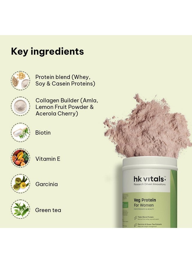 HealthKart hk vitals بروتين للنساء (شوكولاتة، 500غ) | بروتين نباتي مع الصويا، مصل اللبن، مزيج بناء الكولاجين، البيوتين، جارسينيا والشاي الأخضر | من أجل القوة والجمال - Image 5