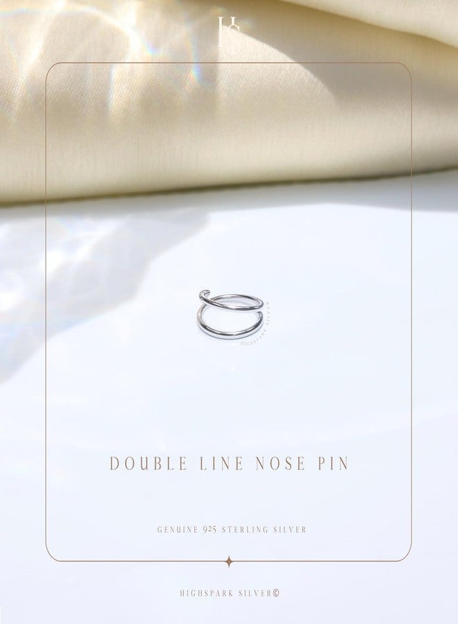 HighSpark 925 Silver Nose Ring for Women | 92.5 Sterling Silver & Stunning Shine | Lovely Gift for Women & Girls - Lined - Image 3