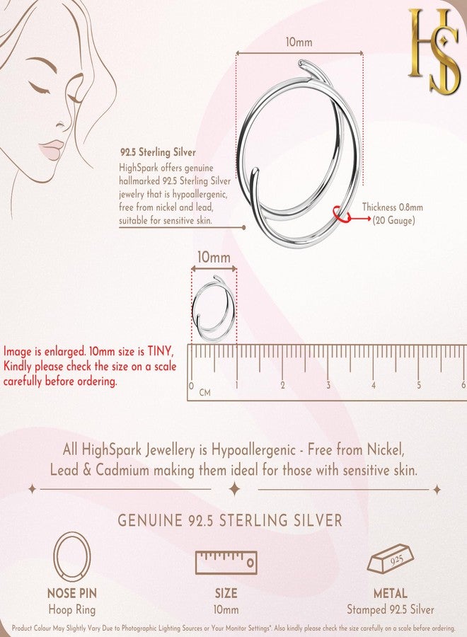 HighSpark 925 Silver Nose Ring for Women | 92.5 Sterling Silver & Stunning Shine | Lovely Gift for Women & Girls - Lined - Image 2