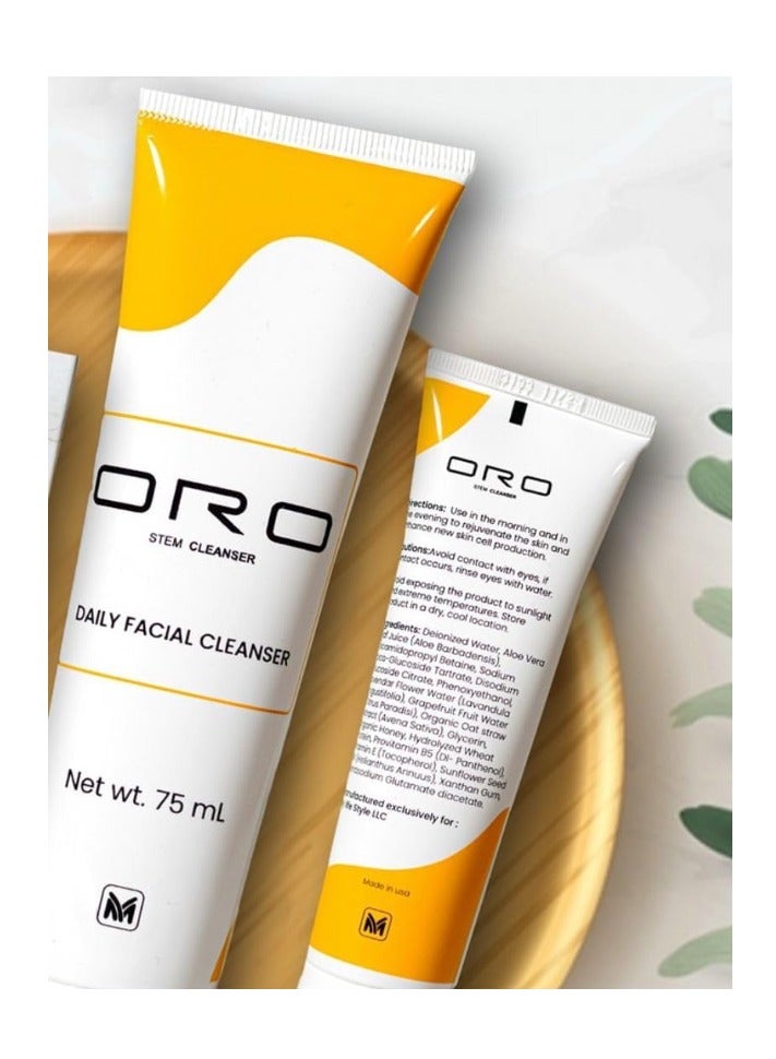 ORO STEM ORO Stem Cell Skincare Trio - Face Serum, Hydrating Face Gel & Daily Facial Cleanser with Natural Extracts- Anti-Aging,Hydrating & Purifying- Complete Facial Skincare Set for Radiant Skin.Luxury Gift  - Image 5