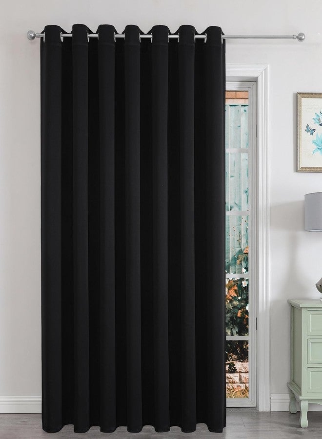 Joydeco Blackout Patio Sliding Door Curtains 84 Inches Long, Grommet Privacy Room Divider Curtains, Extra Wide Thermal Blackout Drapes for Bedroom Living Room (Black, 100Wx84L, 1 Panel) - Image 1