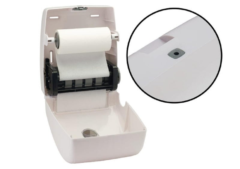 Dhwani Enterprise Dhwani Enterprise Plastic Professional Auto Cut HRT Roll Wall Mounted Dispenser Hand Roll Towel Dispenser White HRT Leaf  - Image 2