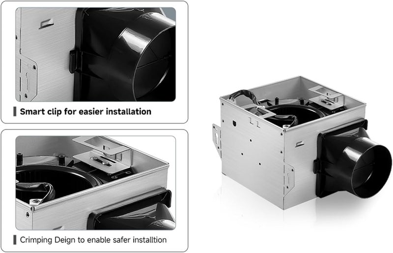 Tech Drive Bathroom Exhaust Fan 110 CFM, 1.5 Sone, 4-Inch Duct,No Attic Access Needed,Very Quiet Ventilation Fan, Easy to Install Ceiling Mounted, White, ETL Certified - Image 4