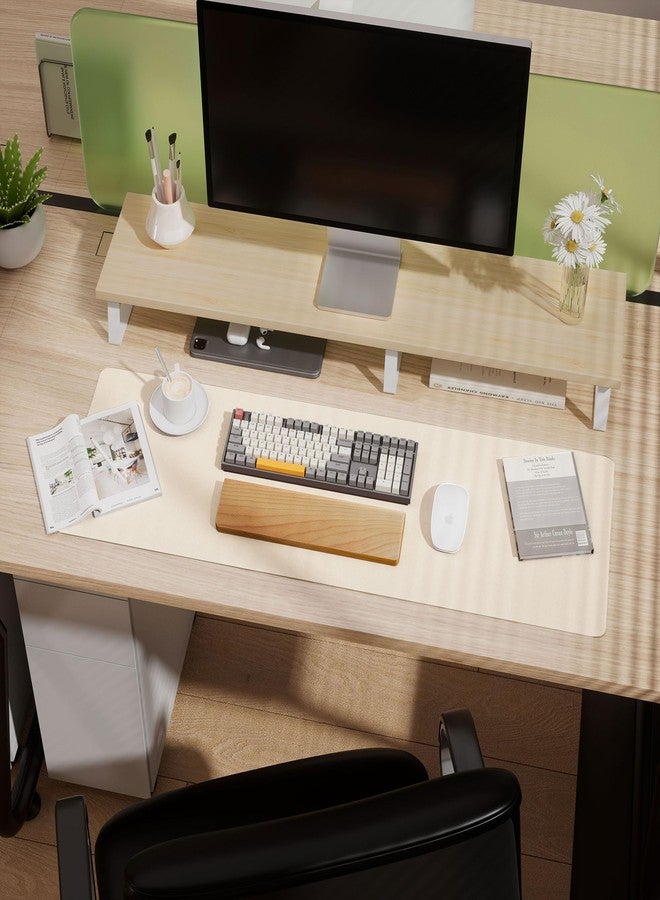 Aothia Leather Desk Pad Protector - Large Mouse Pad, Office Desk Mat, Non-Slip PU Leather Desk Blotter, Laptop Desk Pad, Waterproof Desk Writing Pad for Office and Home (Beige, 38" x 13.7") - Image 3