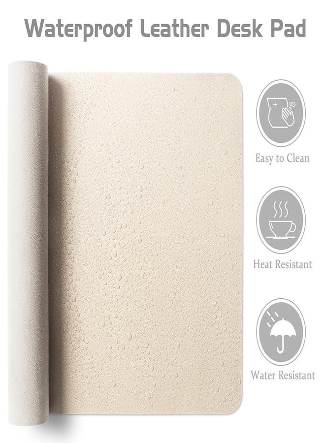 Aothia Leather Desk Pad Protector - Large Mouse Pad, Office Desk Mat, Non-Slip PU Leather Desk Blotter, Laptop Desk Pad, Waterproof Desk Writing Pad for Office and Home (Beige, 38" x 13.7") - Image 4