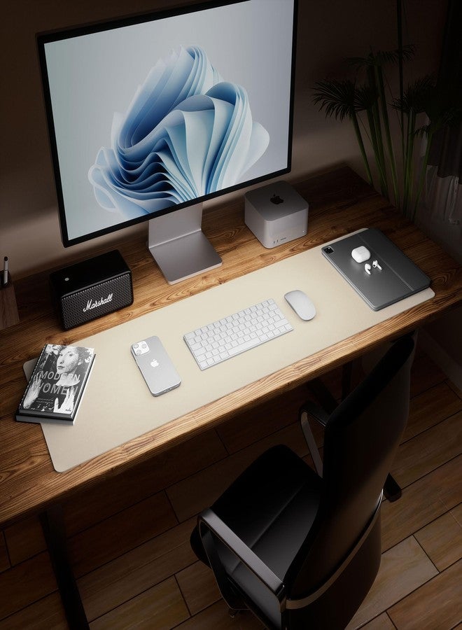 Aothia Leather Desk Pad Protector - Large Mouse Pad, Office Desk Mat, Non-Slip PU Leather Desk Blotter, Laptop Desk Pad, Waterproof Desk Writing Pad for Office and Home (Beige, 38" x 13.7") - Image 5