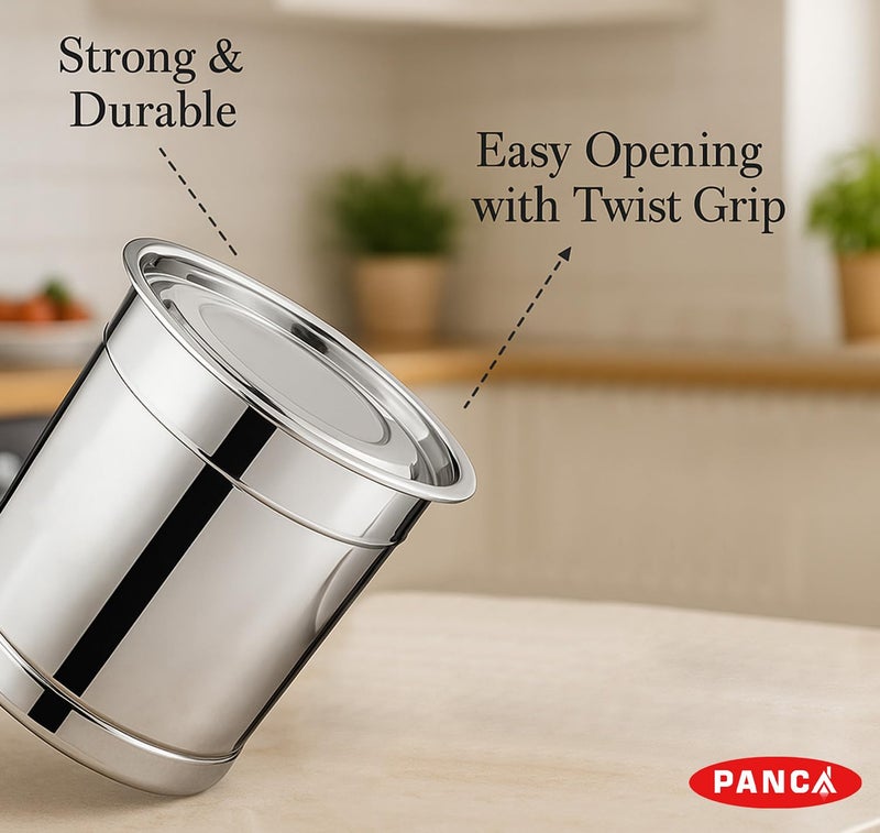 PANCA Stainless Steel Pawali Storage Drum | 13 Litre Capacity (Size 12) | Durable Food-Grade Steel Drum for Kitchen Storage | Ideal for Rice, Atta, Flour, Grains & Water | (Silver) - Image 3