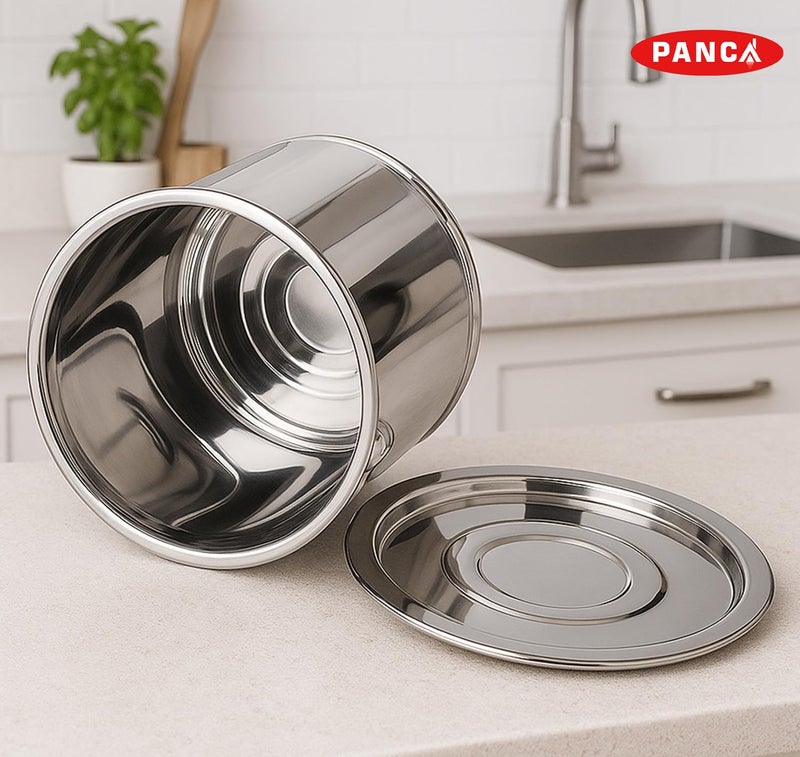 PANCA Stainless Steel Pawali Storage Drum | 13 Litre Capacity (Size 12) | Durable Food-Grade Steel Drum for Kitchen Storage | Ideal for Rice, Atta, Flour, Grains & Water | (Silver) - Image 5