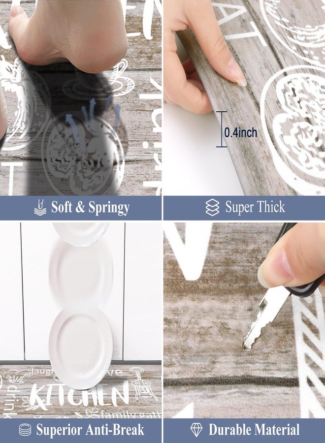 هيبي مجموعة سجادات مطبخ HEBE للأرضيات، قطعتان، سميكة، مضادة للإجهاد، مبطنة، مقاومة للماء، مانعة للانزلاق، سجادة مريحة للوقوف، مناسبة لحوض المطبخ، غرفة الغسيل، ديكور المنزل الريفي - Image 3