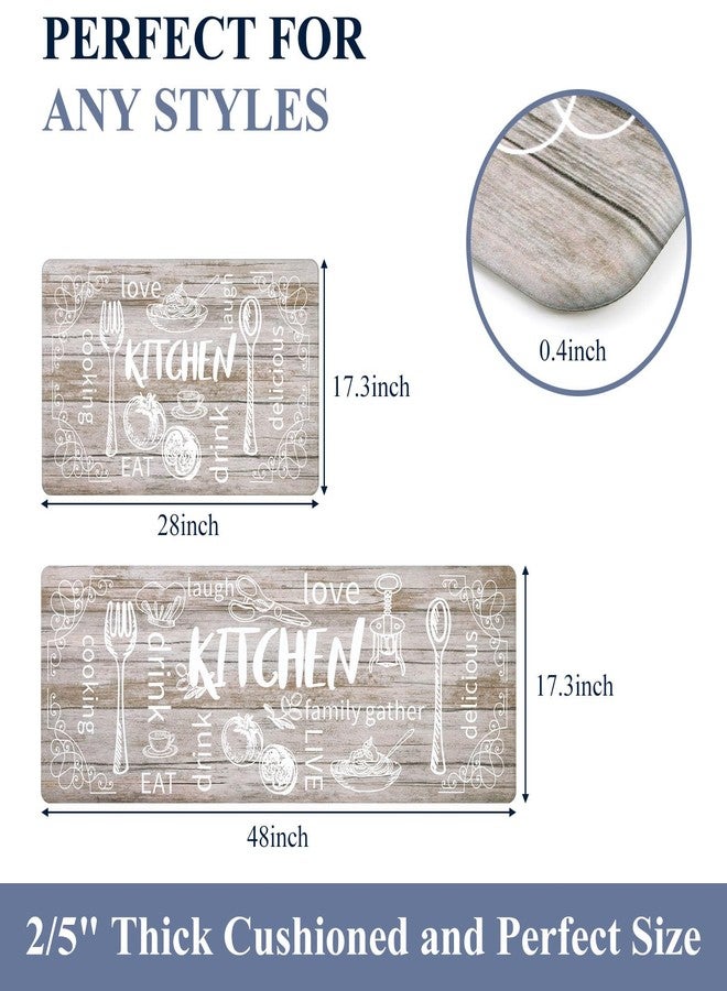 هيبي مجموعة سجادات مطبخ HEBE للأرضيات، قطعتان، سميكة، مضادة للإجهاد، مبطنة، مقاومة للماء، مانعة للانزلاق، سجادة مريحة للوقوف، مناسبة لحوض المطبخ، غرفة الغسيل، ديكور المنزل الريفي - Image 2