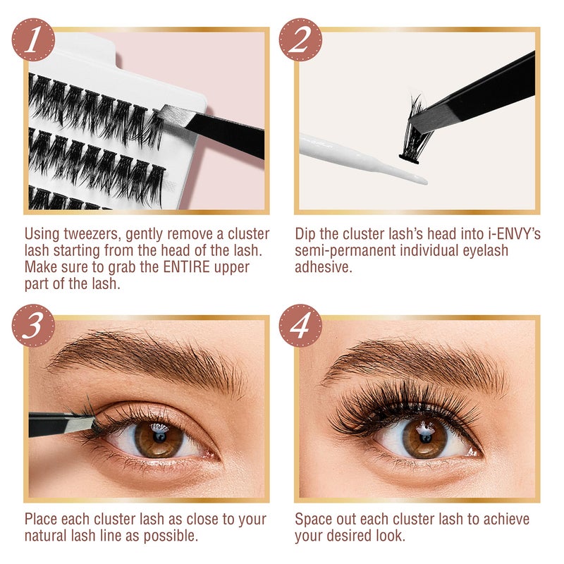 i.Envy i•ENVY Faux Mink Volume Extension Cluster Lash MEDIUM, Mink-like Extension Fiber, Seamless DIY Application - Image 4