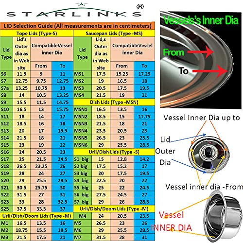 Starlinks® Heavy duty Stainless Steel ss Lid for Tope vessels, kadai, with Knob. Lid diameter 23.5cm,26.5 and 29.0cm. Approx.Weight 860gm. Quantity-1set (M4,5,6) - Image 4